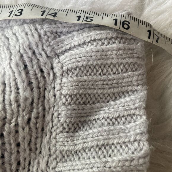 Garnet Hill Sweater Sz M Acrylic Wool Mohair Tie Front Removable Belt Grey Thick - Picture 10 of 10